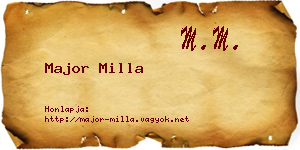 Major Milla névjegykártya