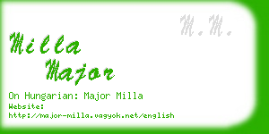 milla major business card